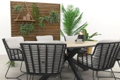 4 Seasons Fabrice antraciet / GI Edison 220 x 115 cm. tafel - ovale tuinset