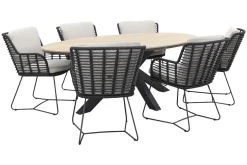 4 Seasons Fabrice antraciet / GI Edison 220 x 115 cm. tafel - ovale tuinset
