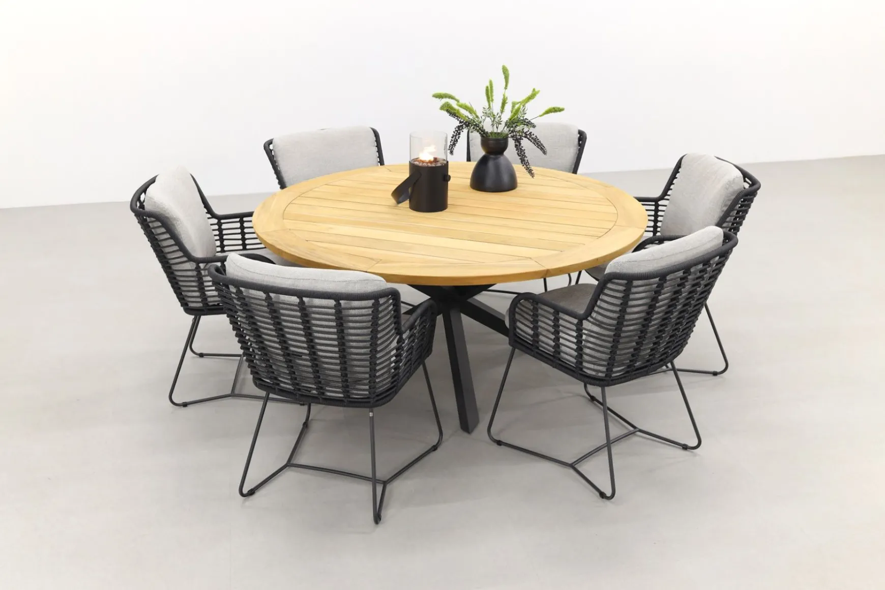 4 Seasons Fabrice antraciet/Prado 160 cm. - ronde tuinset