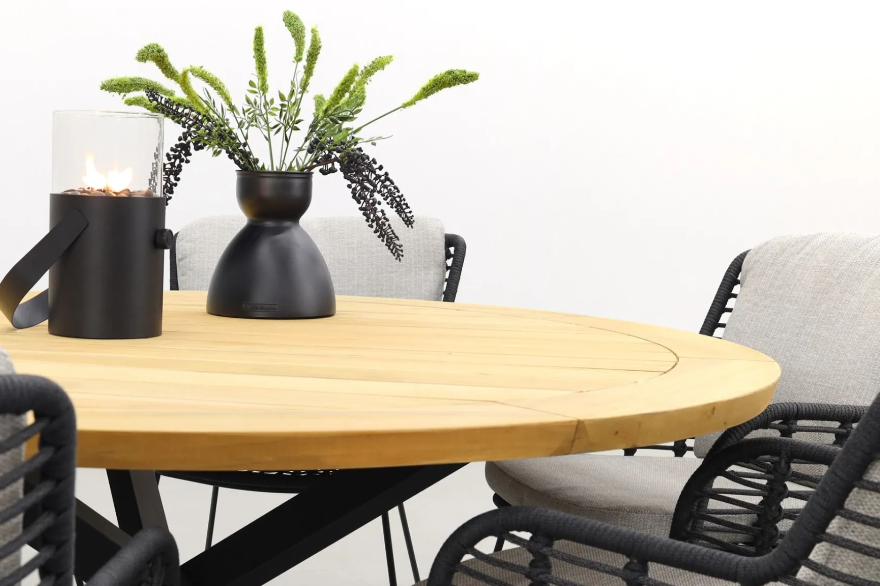 4 Seasons Fabrice antraciet/Prado 160 cm. - ronde tuinset