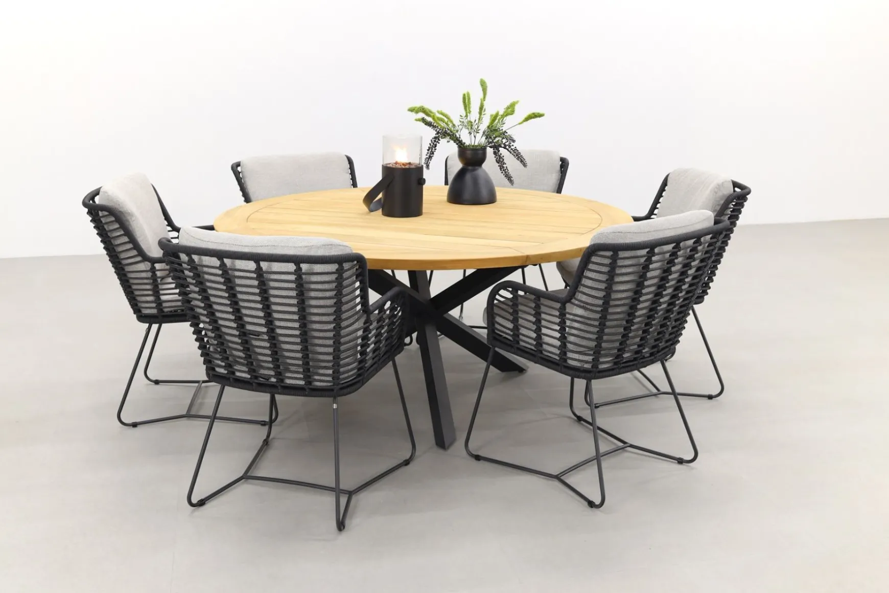 4 Seasons Fabrice antraciet/Prado 160 cm. - ronde tuinset