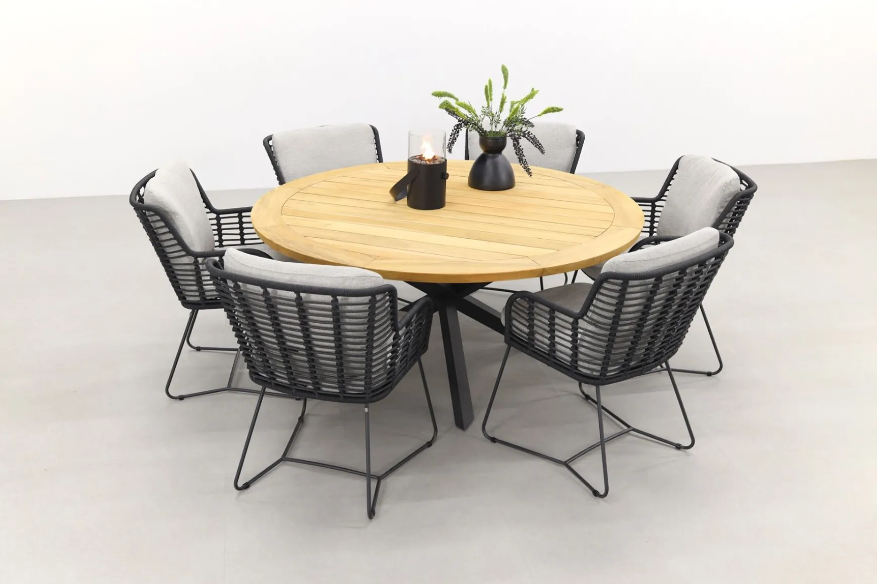 4 Seasons Fabrice antraciet/Prado 160 cm. - ronde tuinset