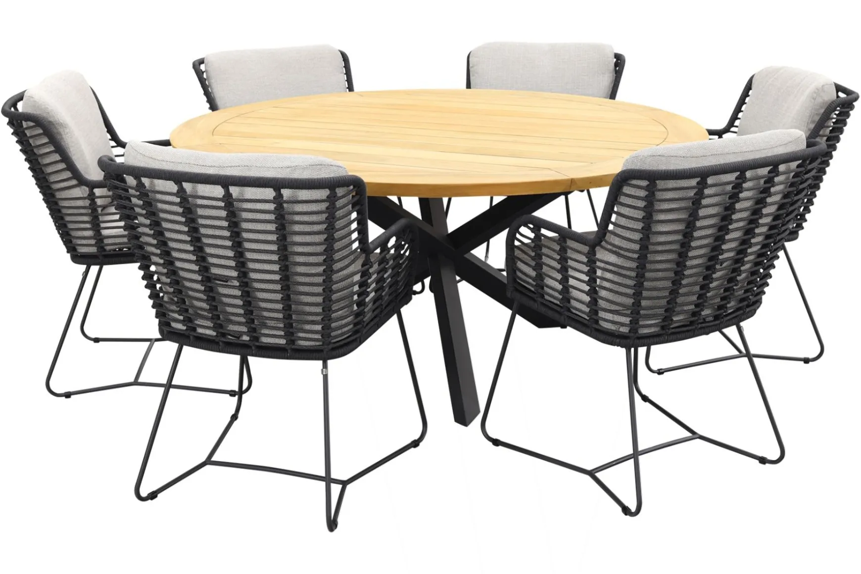 4 Seasons Fabrice antraciet/Prado 160 cm. - ronde tuinset