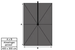 4 Seasons Finca Zweefparasol 400x300 cm. - zand/woodlook