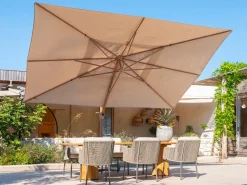 4-Seasons Hacienda zweefparasol 300 x 400 cm. - Woodlook/Sand