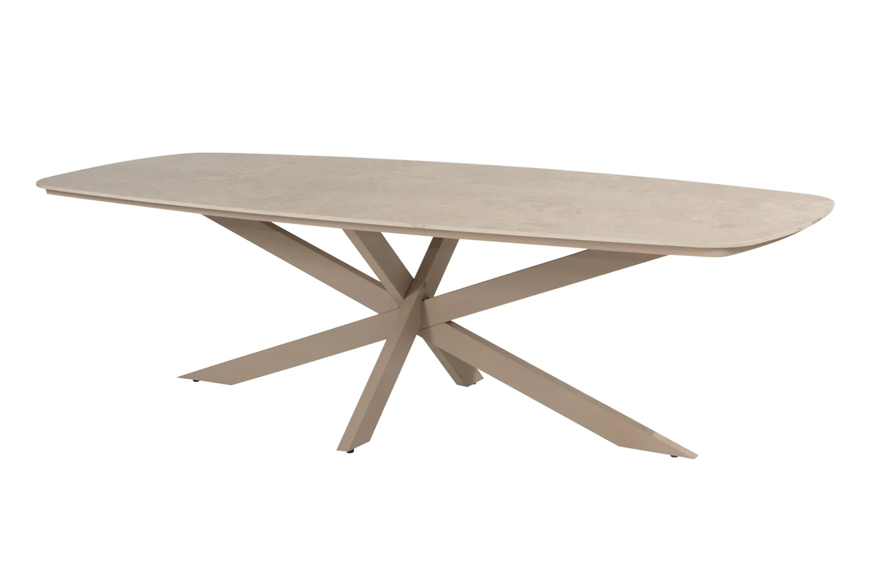 4 Seasons Nevada low dining - keramisch Deens ovale tuintafel 250x105 cm. - Latte