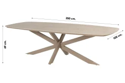 4 Seasons Nevada low dining - keramisch Deens ovale tuintafel 250x105 cm. - Latte