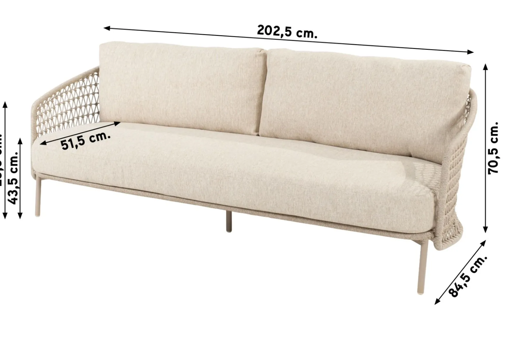 4 Seasons Puccini 3-zits loungebank - Rope