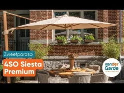 4-Seasons Siesta Premium Zweefparasol 300 x 300 cm Woodlook Frame - Charcoal