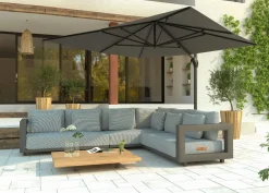 4-Seasons Siesta Premium Zweefparasol 300 x 300 cm Woodlook Frame - Charcoal