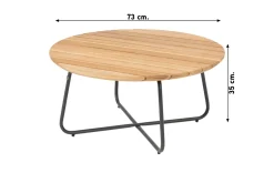 4 Seasons Verdi ronde salontafel teak 73 cm. - antraciet
