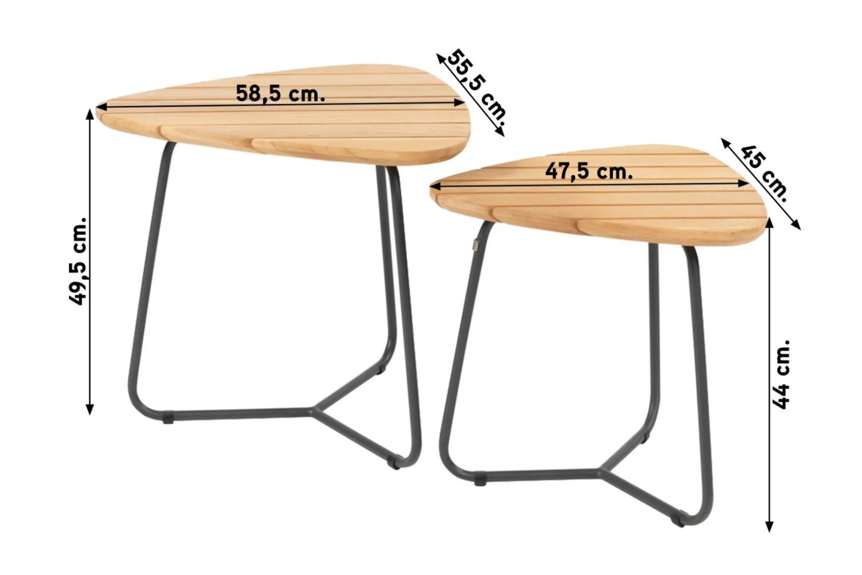 4 Seasons Verdi set van 2 teak driehoekige salontafels