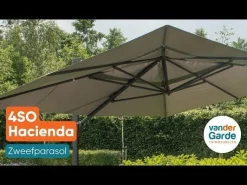4-Seasons zweefparasol Hacienda 300 x 400 - Woodlook/Charcoal met voet en hoes