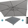 4-Seasons zweefparasol Siesta Premium 300 x 300 - Charcoal met voet en hoes