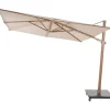 4-Seasons zweefparasol Siesta Premium 300 x 300 - Woodlook/Sand met voet en hoes