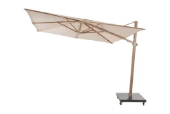 4-Seasons zweefparasol Siesta Premium 300 x 300 - Woodlook/Sand met voet en hoes
