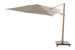 4-Seasons zweefparasol Siesta Premium 300 x 300 - Woodlook/Sand met voet en hoes