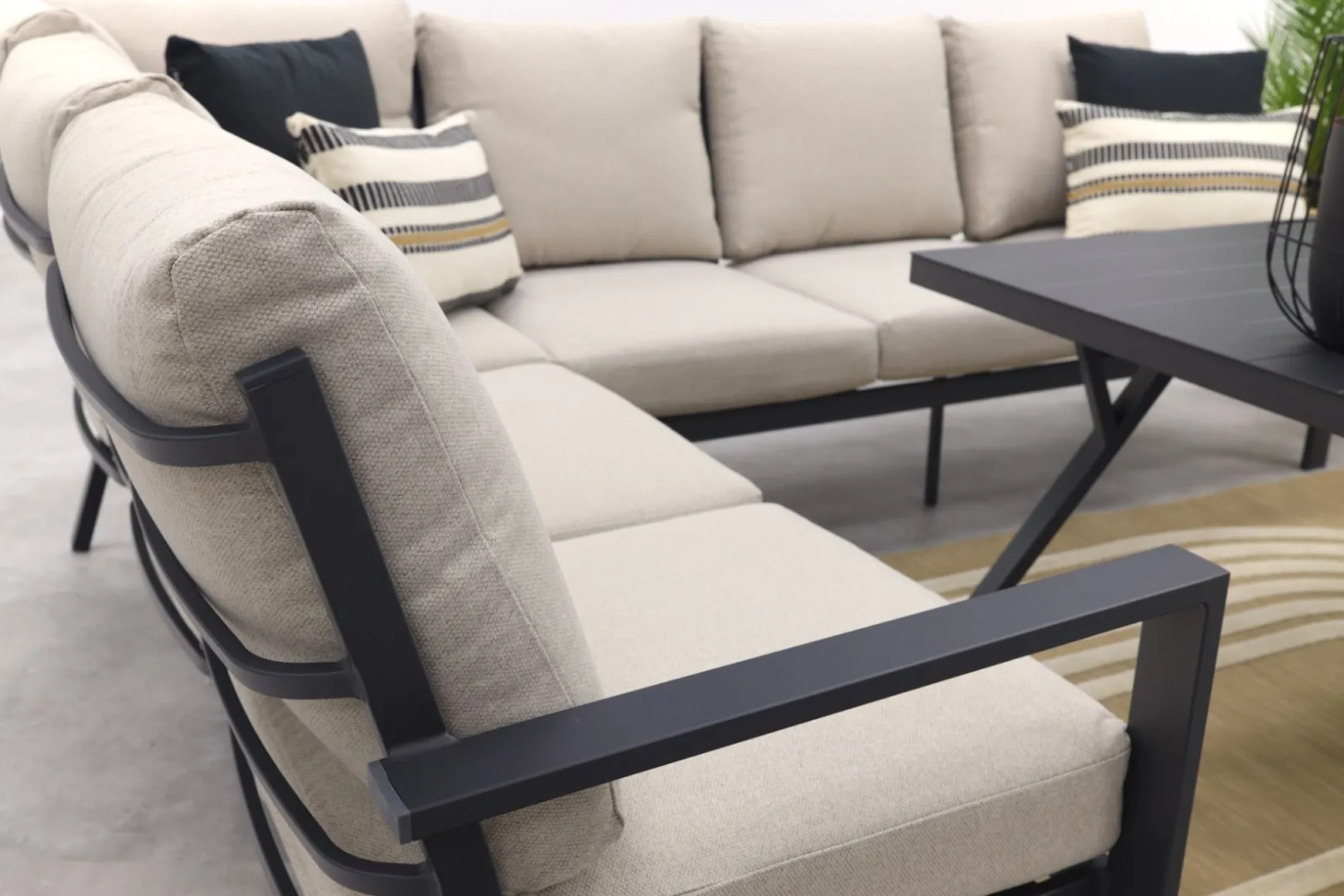 Sergio lounge dining set 3-delig - Links - Carbon black/Desert