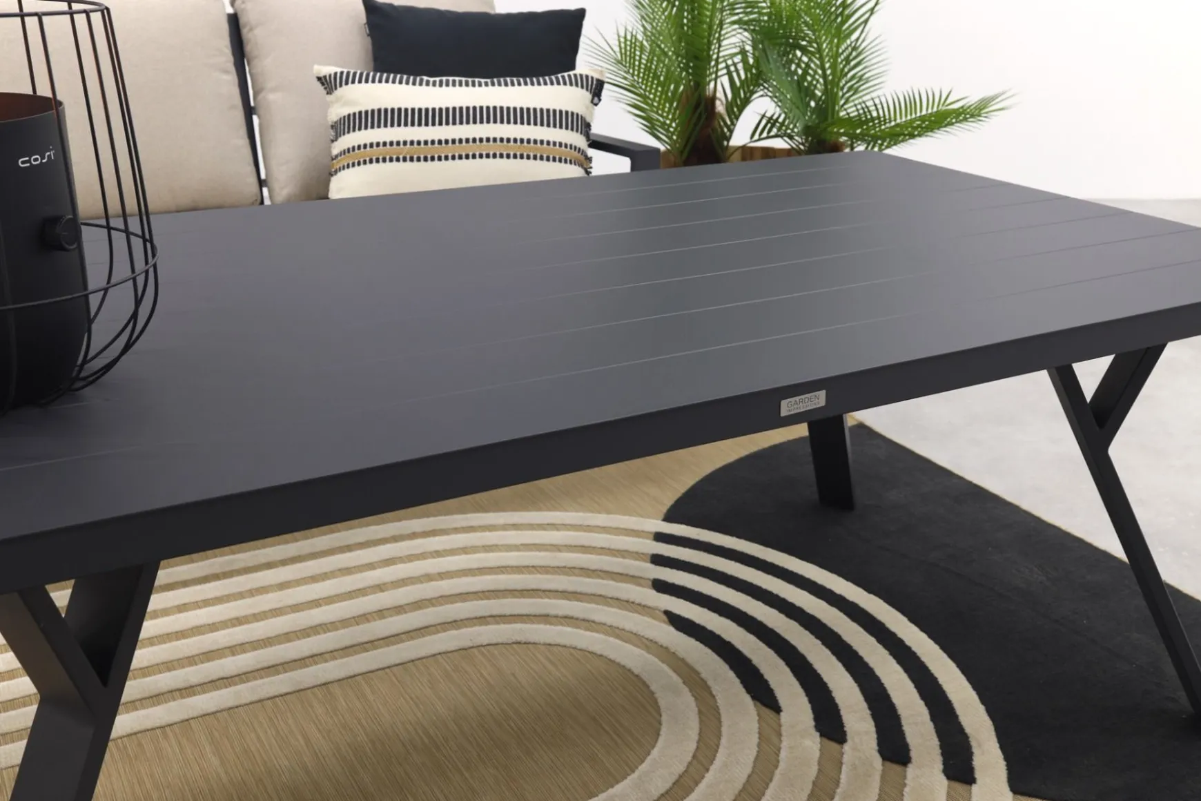 Sergio lounge dining set 3-delig - Links - Carbon black/Desert