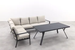Sergio lounge dining set 3-delig - Links - Carbon black/Desert