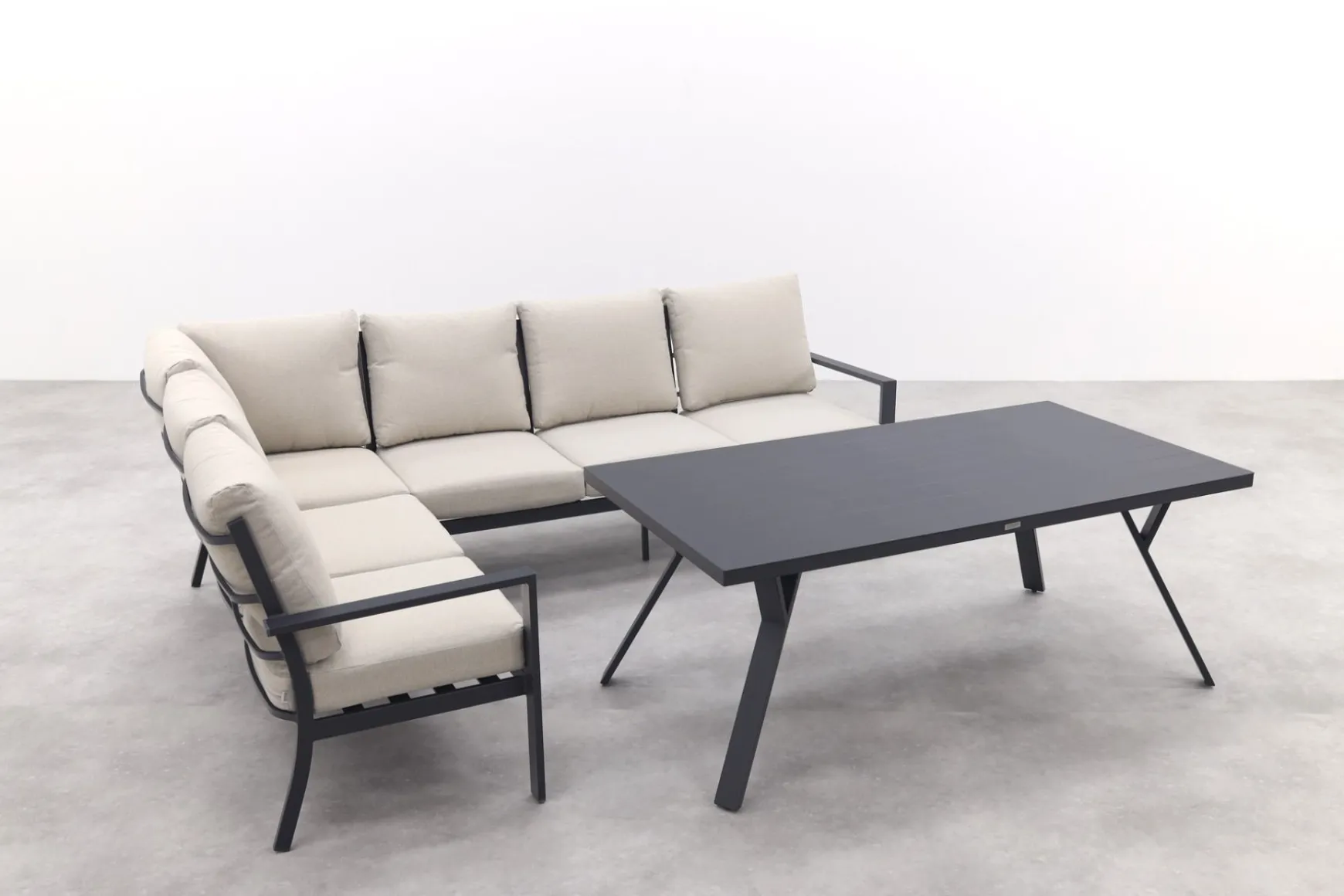 Sergio lounge dining set 3-delig - Links - Carbon black/Desert