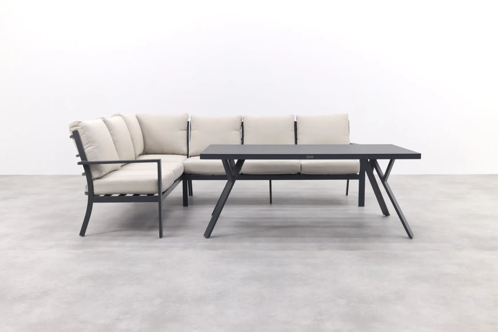 Sergio lounge dining set 3-delig - Links - Carbon black/Desert