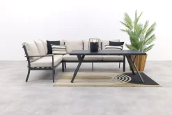 Sergio lounge dining set 3-delig - Links - Carbon black/Desert