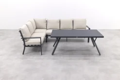 Sergio lounge dining set 3-delig - Links - Carbon black/Desert