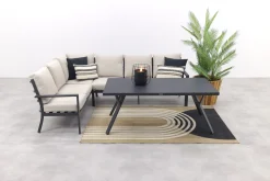 Sergio lounge dining set 3-delig - Links - Carbon black/Desert