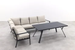 Sergio lounge dining set 3-delig - Links - Carbon black/Desert