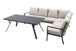 Sergio lounge dining set 3-delig - Rechts - Carbon black/Desert