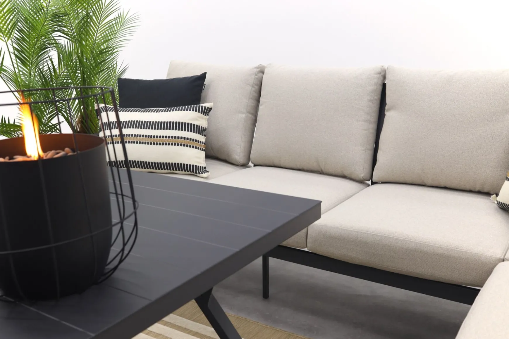 Sergio lounge dining set 3-delig - Rechts - Carbon black/Desert