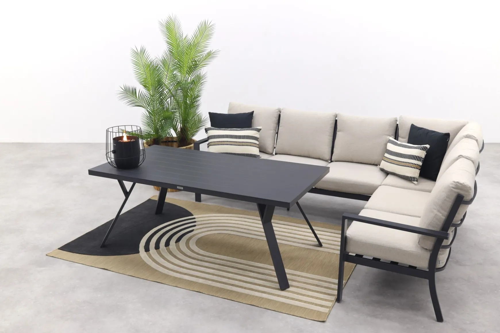 Sergio lounge dining set 3-delig - Rechts - Carbon black/Desert