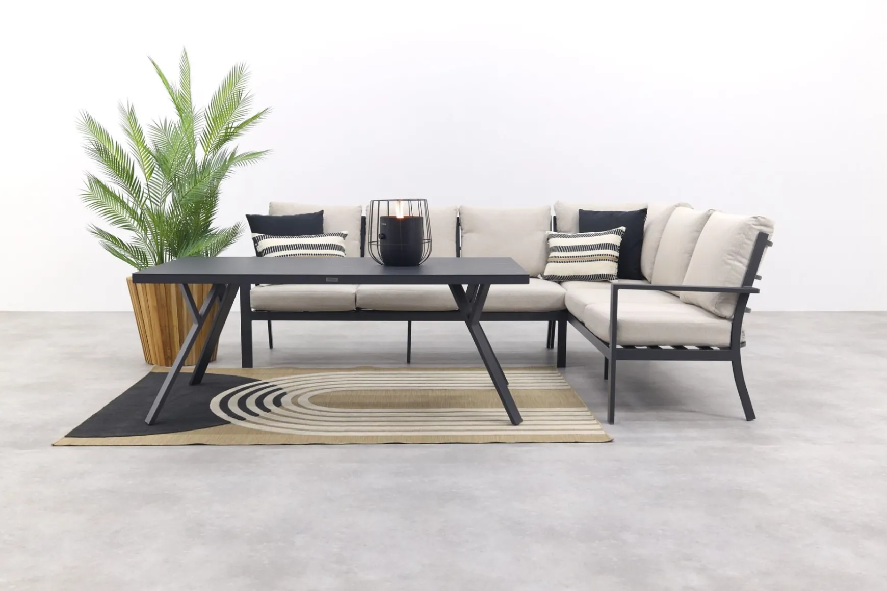 Sergio lounge dining set 3-delig - Rechts - Carbon black/Desert