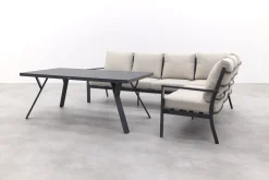 Sergio lounge dining set 3-delig - Rechts - Carbon black/Desert
