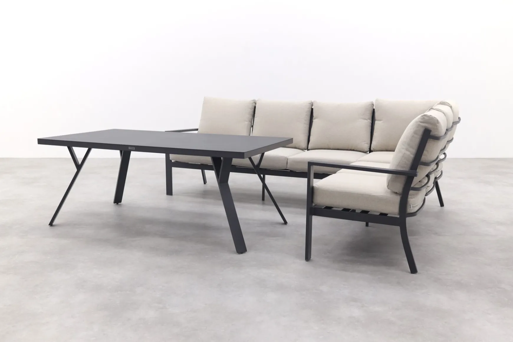 Sergio lounge dining set 3-delig - Rechts - Carbon black/Desert