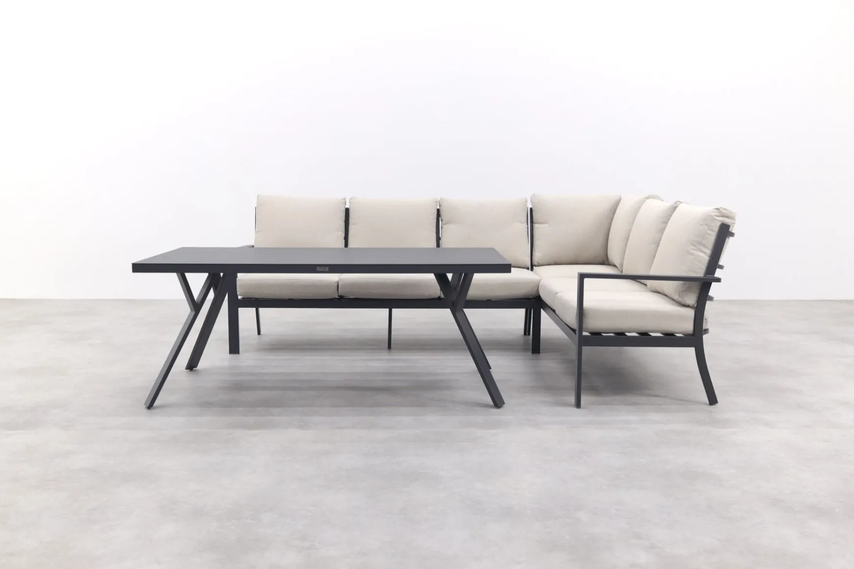Sergio lounge dining set 3-delig - Rechts - Carbon black/Desert