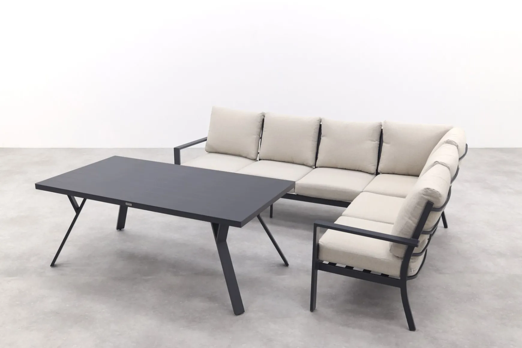 Sergio lounge dining set 3-delig - Rechts - Carbon black/Desert