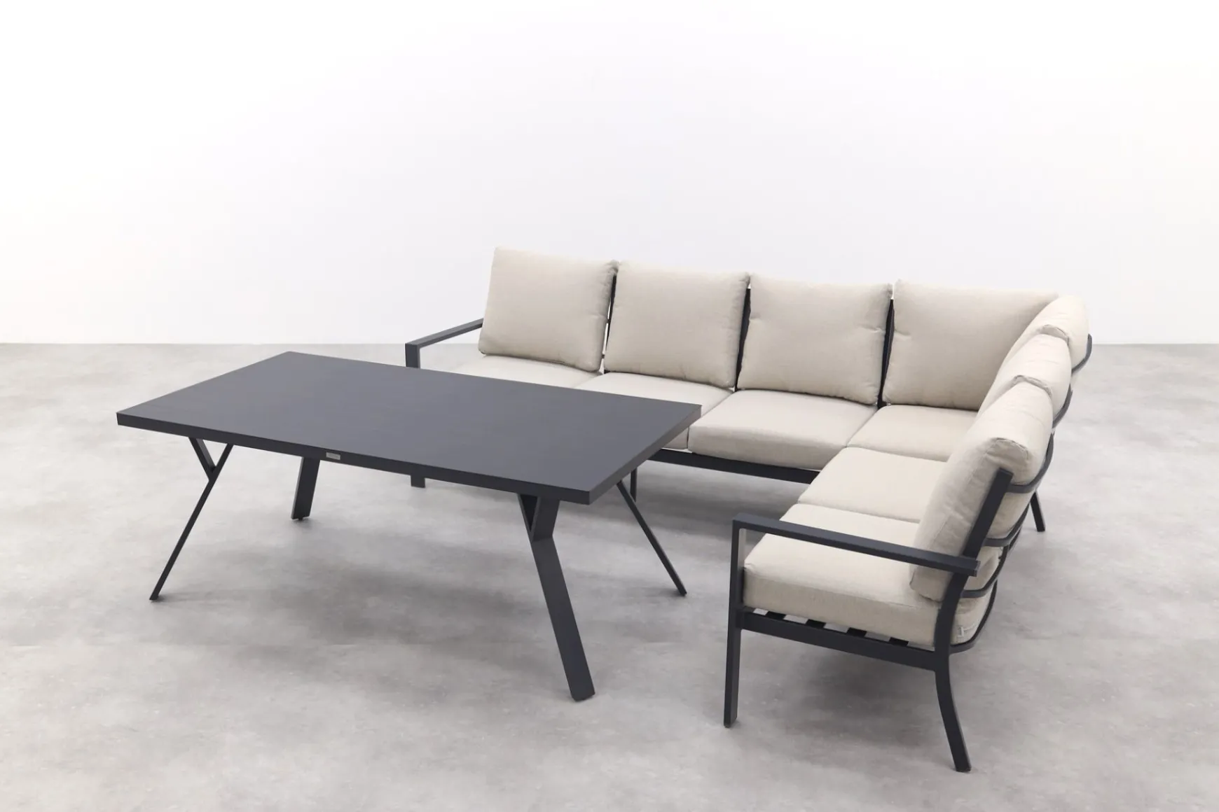 Sergio lounge dining set 3-delig - Rechts - Carbon black/Desert