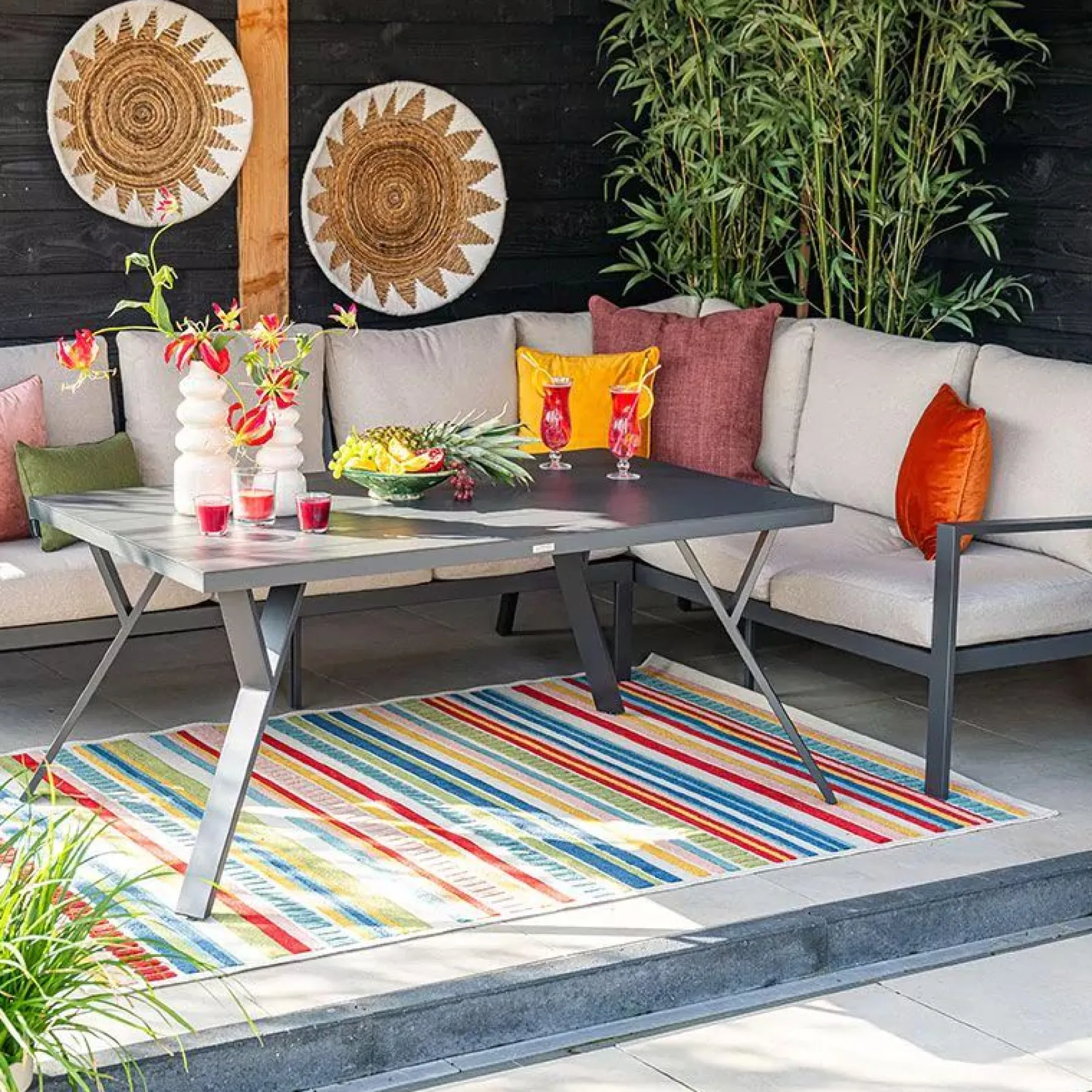 Sergio lounge dining set 3-delig - Rechts - Carbon black/Desert