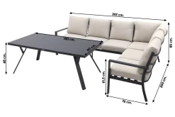 Sergio lounge dining set 3-delig - Rechts - Carbon black/Desert