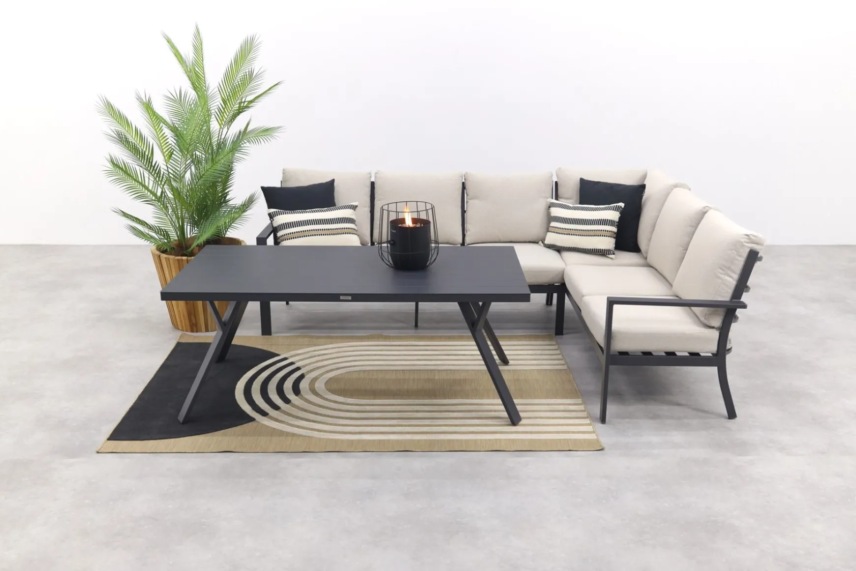 Sergio lounge dining set 3-delig - Rechts - Carbon black/Desert