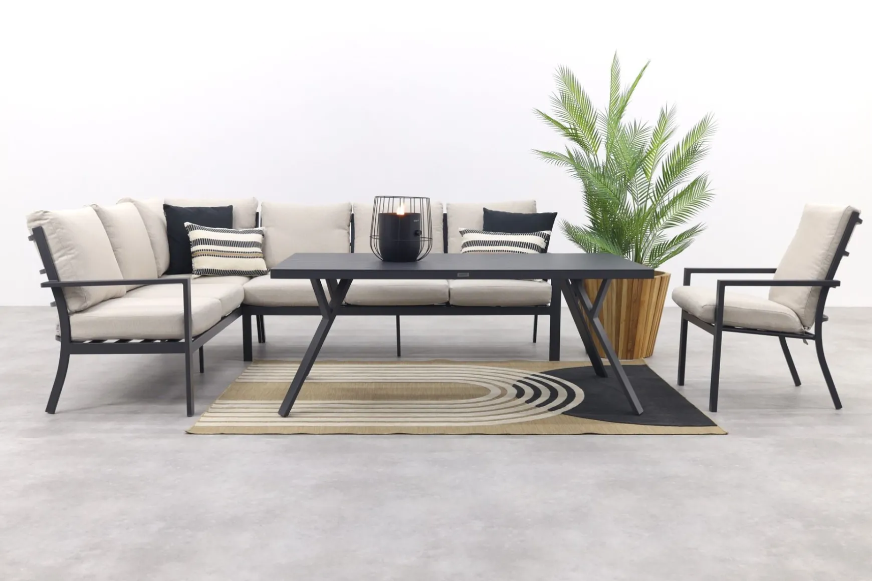 Sergio lounge dining set met stoel - Carbon/Desert - 3-delig links