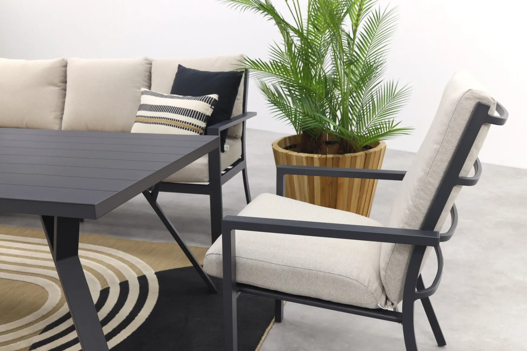 Sergio lounge dining set met stoel - Carbon/Desert - 3-delig links