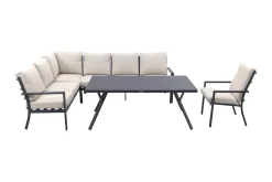 Sergio lounge dining set met stoel - Carbon/Desert - 3-delig links