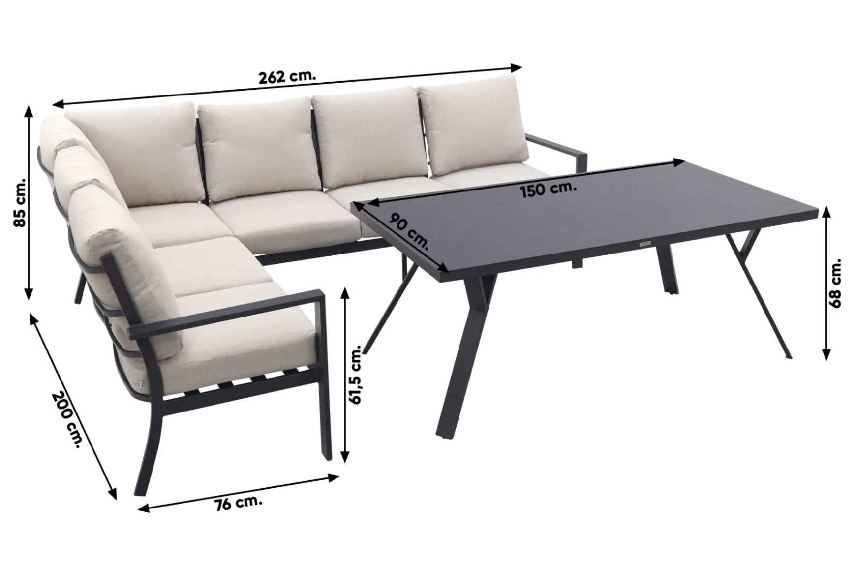 Sergio lounge dining set met stoel - Carbon/Desert - 3-delig links