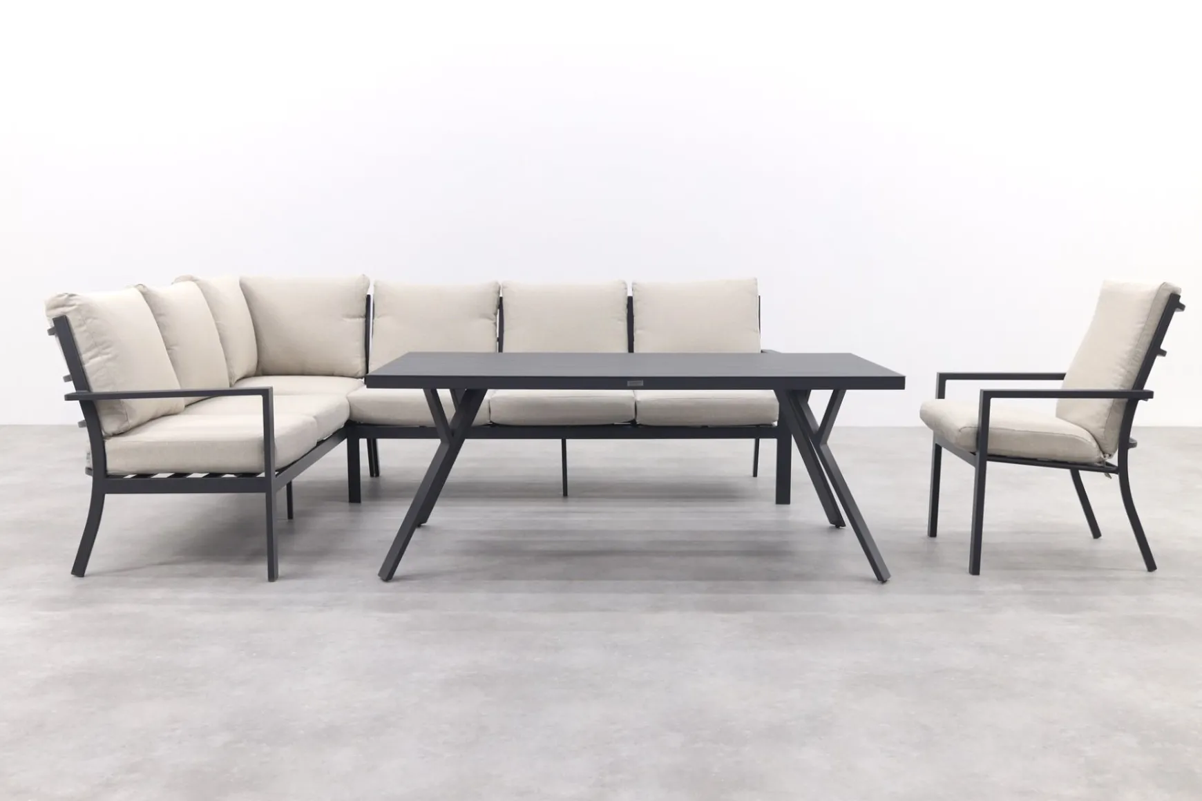 Sergio lounge dining set met stoel - Carbon/Desert - 3-delig links