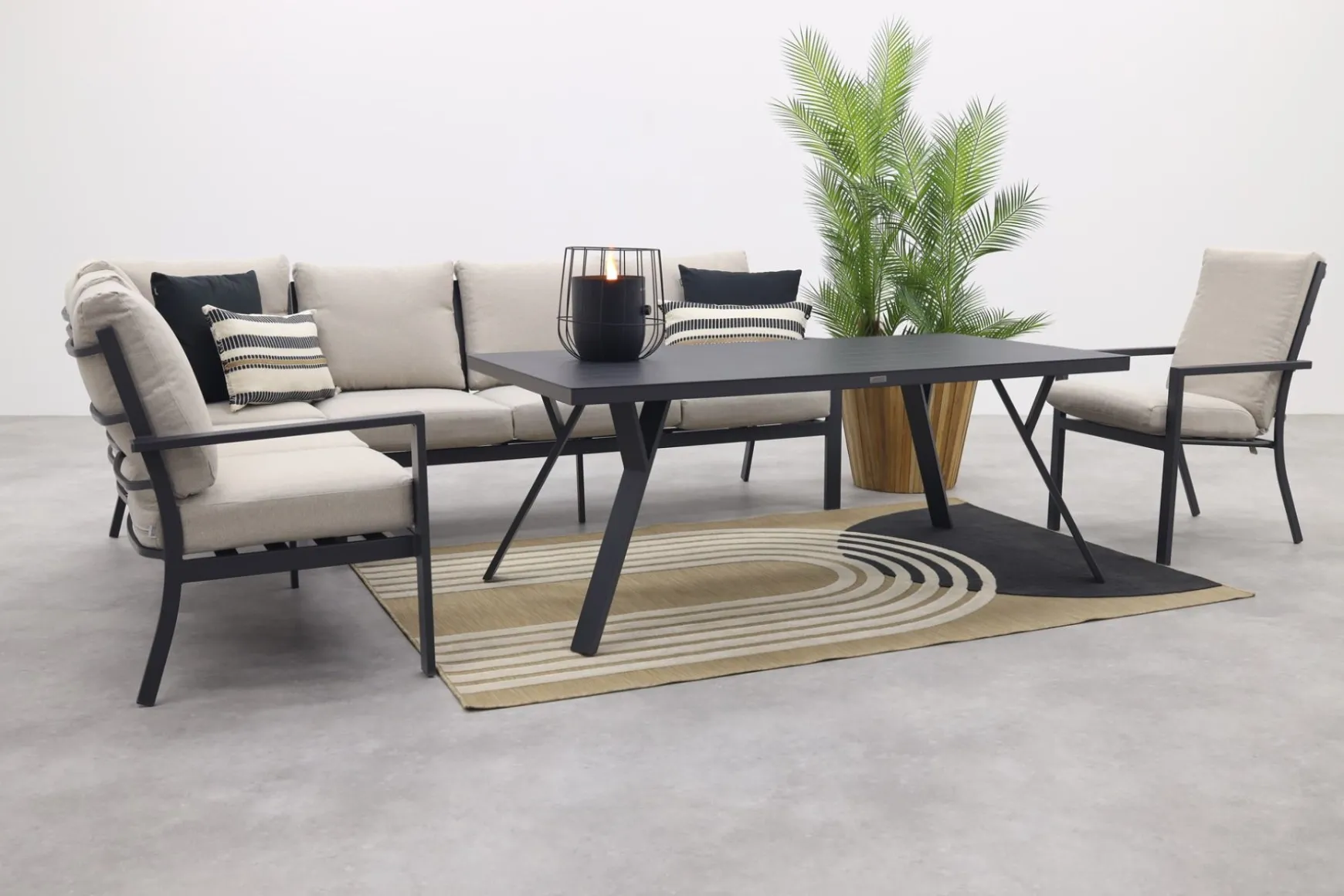 Sergio lounge dining set met stoel - Carbon/Desert - 3-delig links