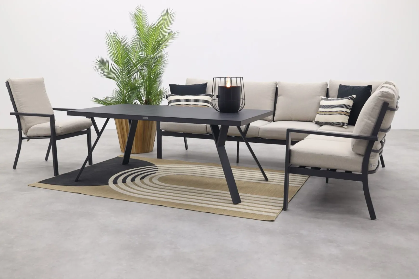 Sergio lounge dining set met stoel - Carbon/Desert - 3-delig rechts