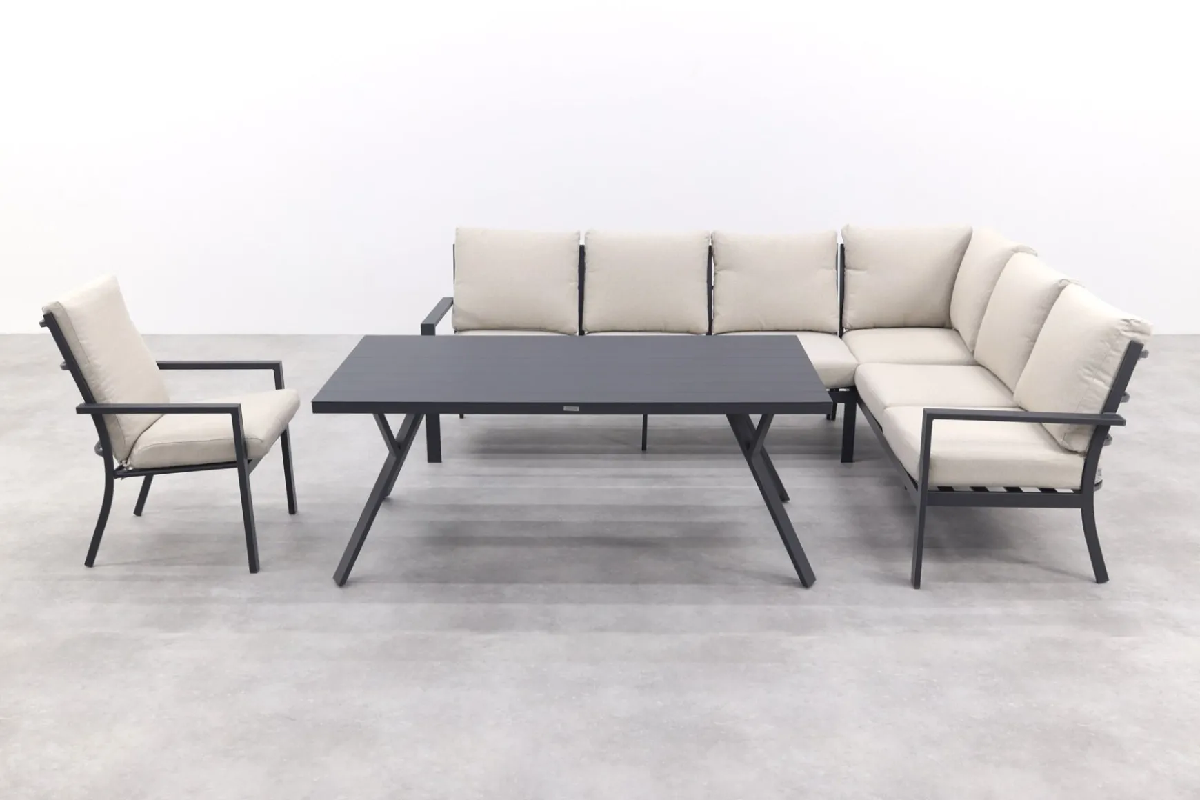 Sergio lounge dining set met stoel - Carbon/Desert - 3-delig rechts